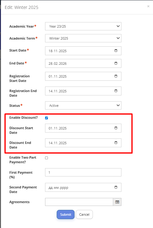 Fig. 5. Configure Discount*