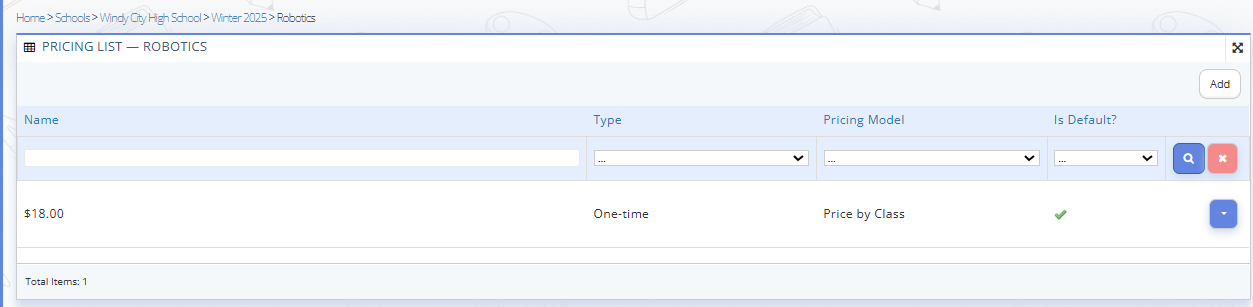Fig. 1. New Program Pricing List*